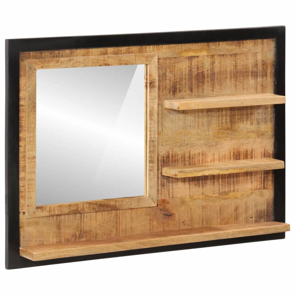 Miroir Vidaxx avec étagères 80x8x55 cm verre et bois de manguier massif