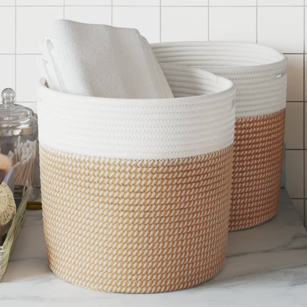 Vidaxx paniers de rangement 2 pcs ø 28x28 cm coton marron et blanc