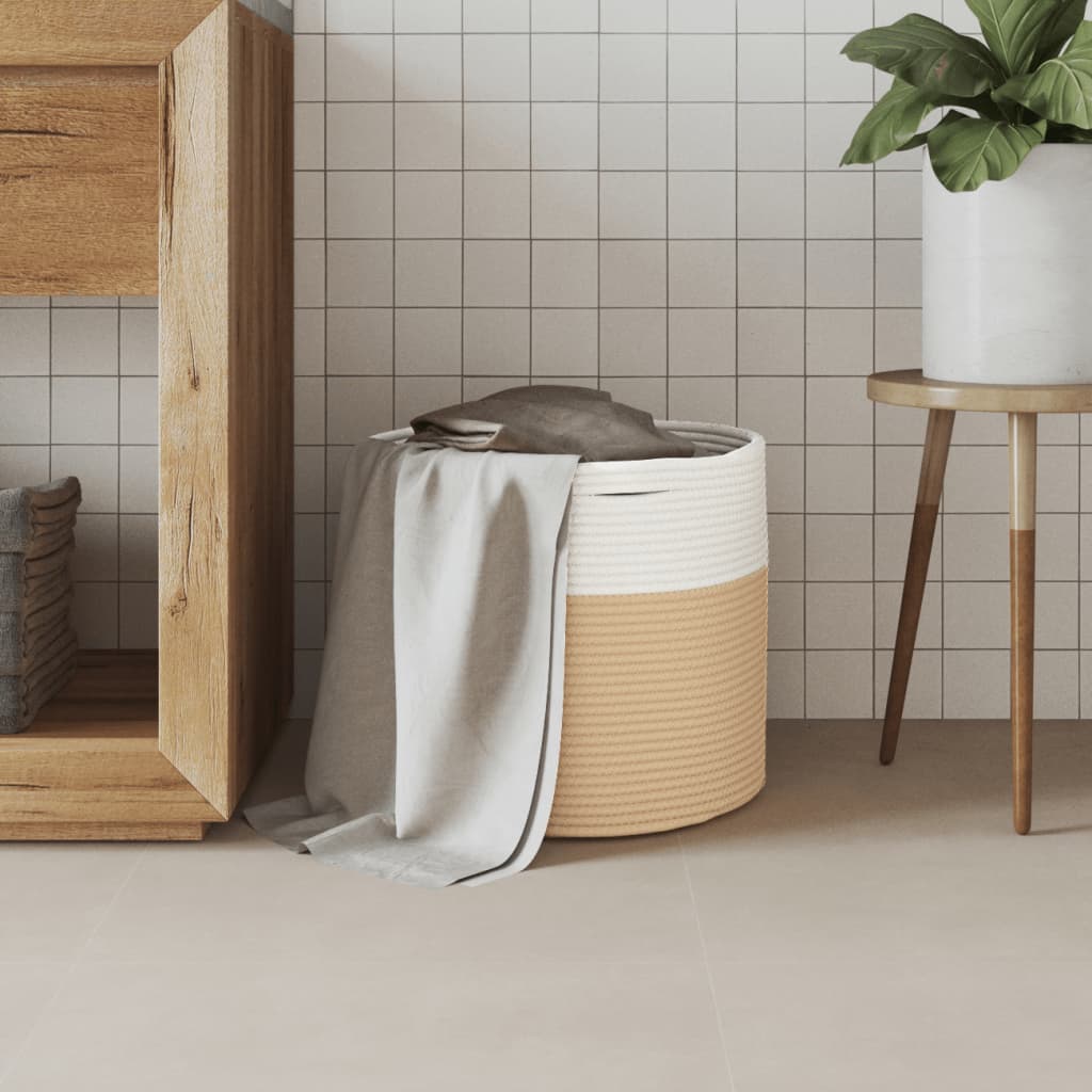 Vidaxx panier de rangement ø 40x35 cm coton beige et blanc