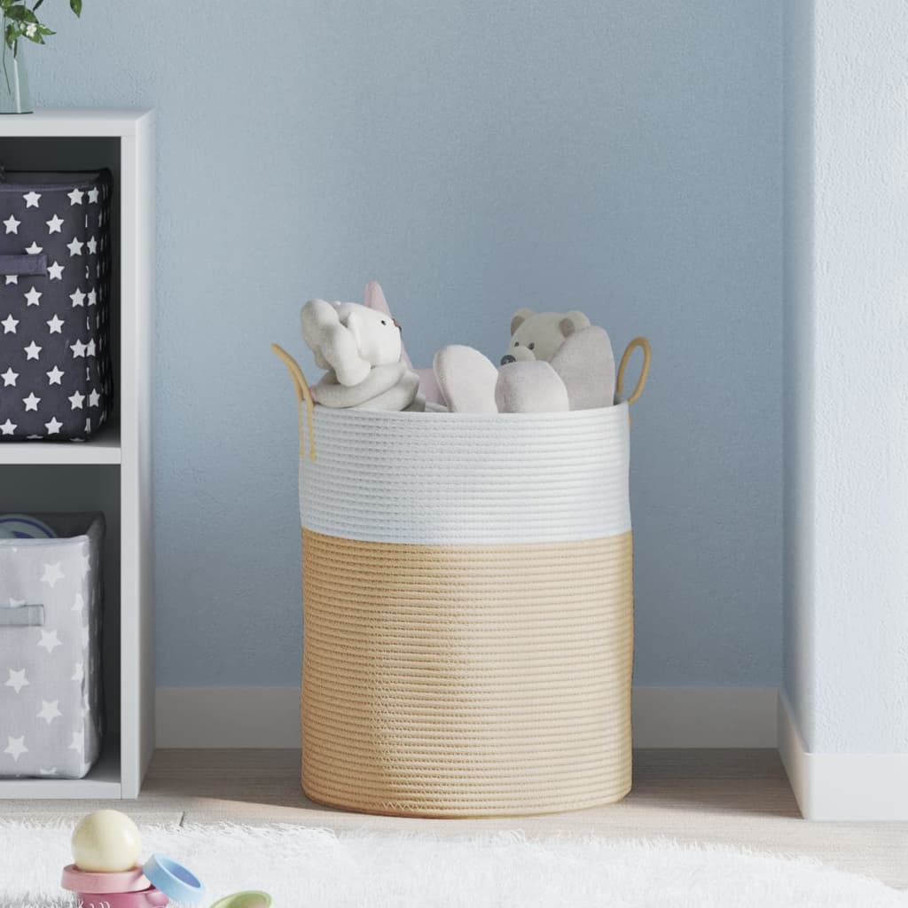 Vidaxx panier de rangement ø 38x46 cm coton beige et blanc