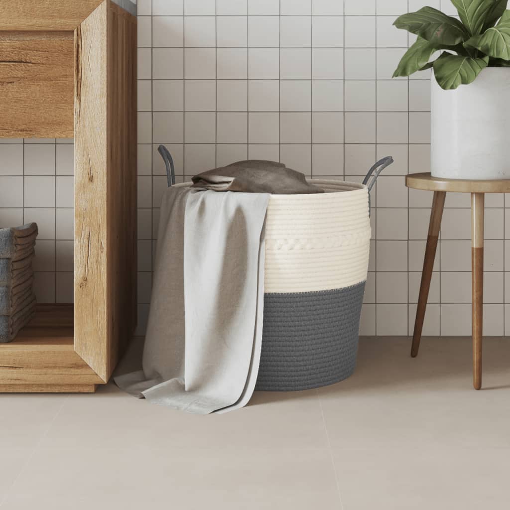 Vidaxx panier de rangement ø 43x38 cm coton gris et blanc