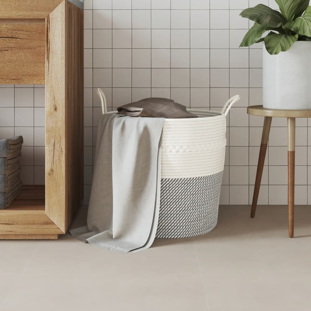Vidaxx panier de rangement ø 43x38 cm coton gris et blanc
