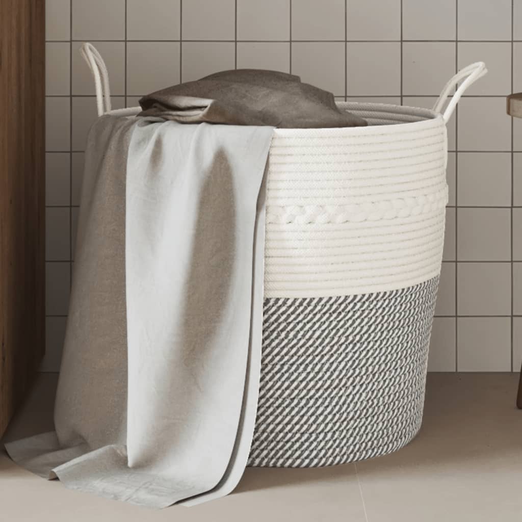 Vidaxx panier de rangement ø 43x38 cm coton gris et blanc
