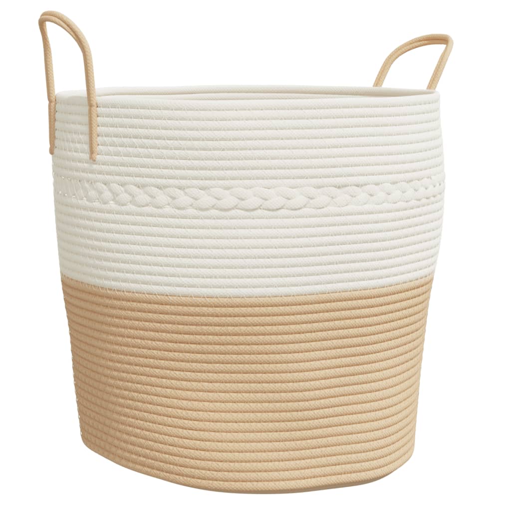 Vidaxx panier de rangement ø 43x38 cm coton beige et blanc