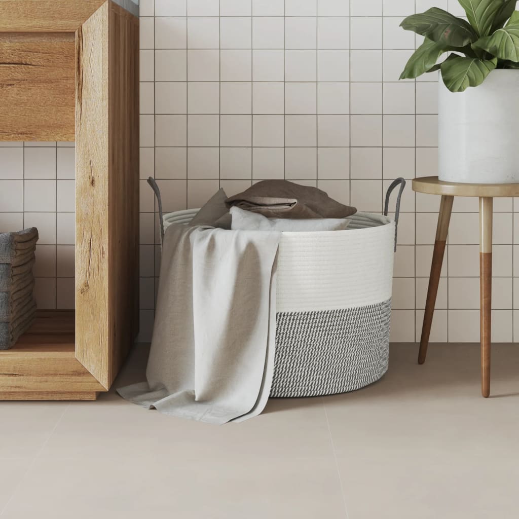 Vidaxx panier de rangement ø 51x33 cm coton gris et blanc