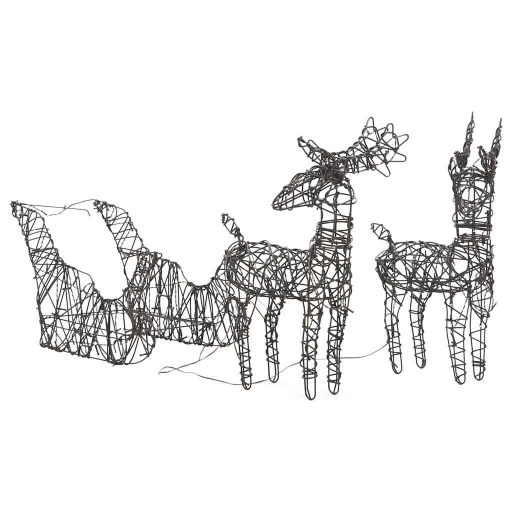 VidaXL décoration de Noël renne et traîneau 160 LED rotin blanc chaud