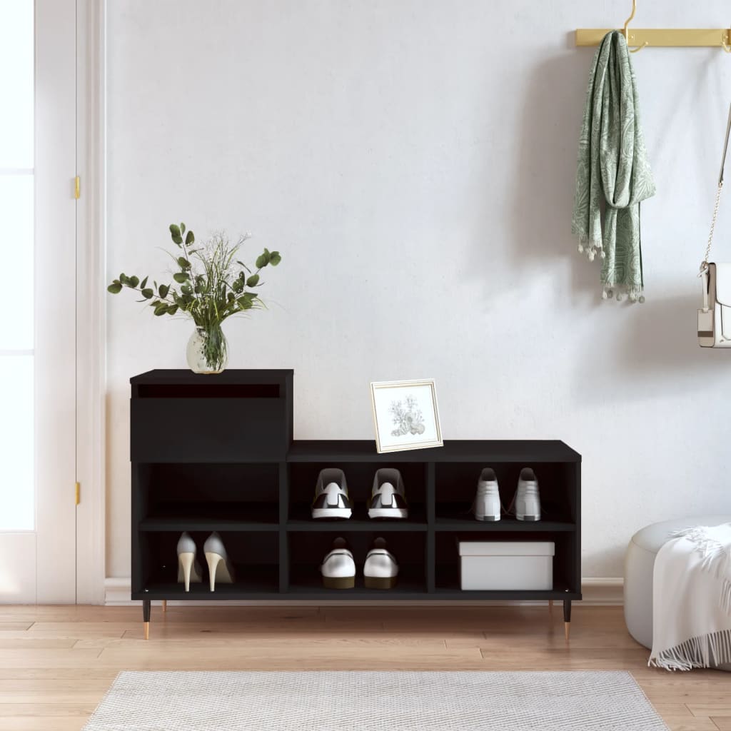 Vidaxx armoire à chaussures 102x36x60 cm bois fini noir