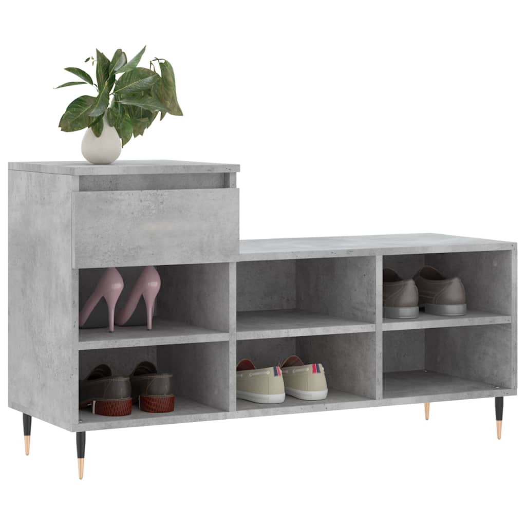 Vidaxx meuble à chaussures 102x36x60 cm dérivé du bois béton gris