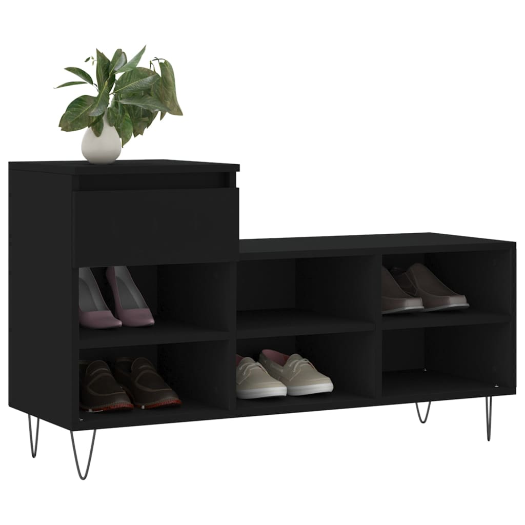 Vidaxx armoire à chaussures 102x36x60 cm bois fini noir