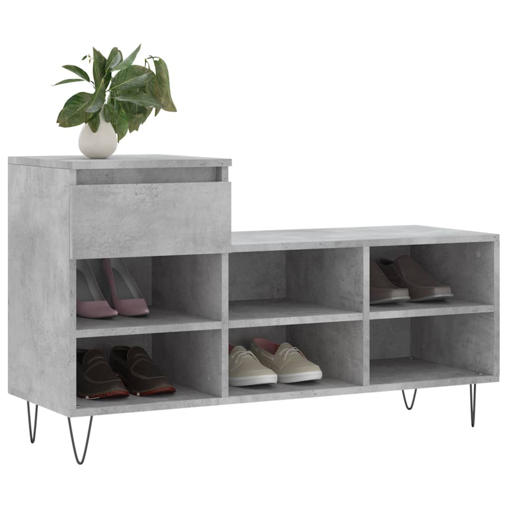 Vidaxx meuble à chaussures 102x36x60 cm dérivé du bois béton gris
