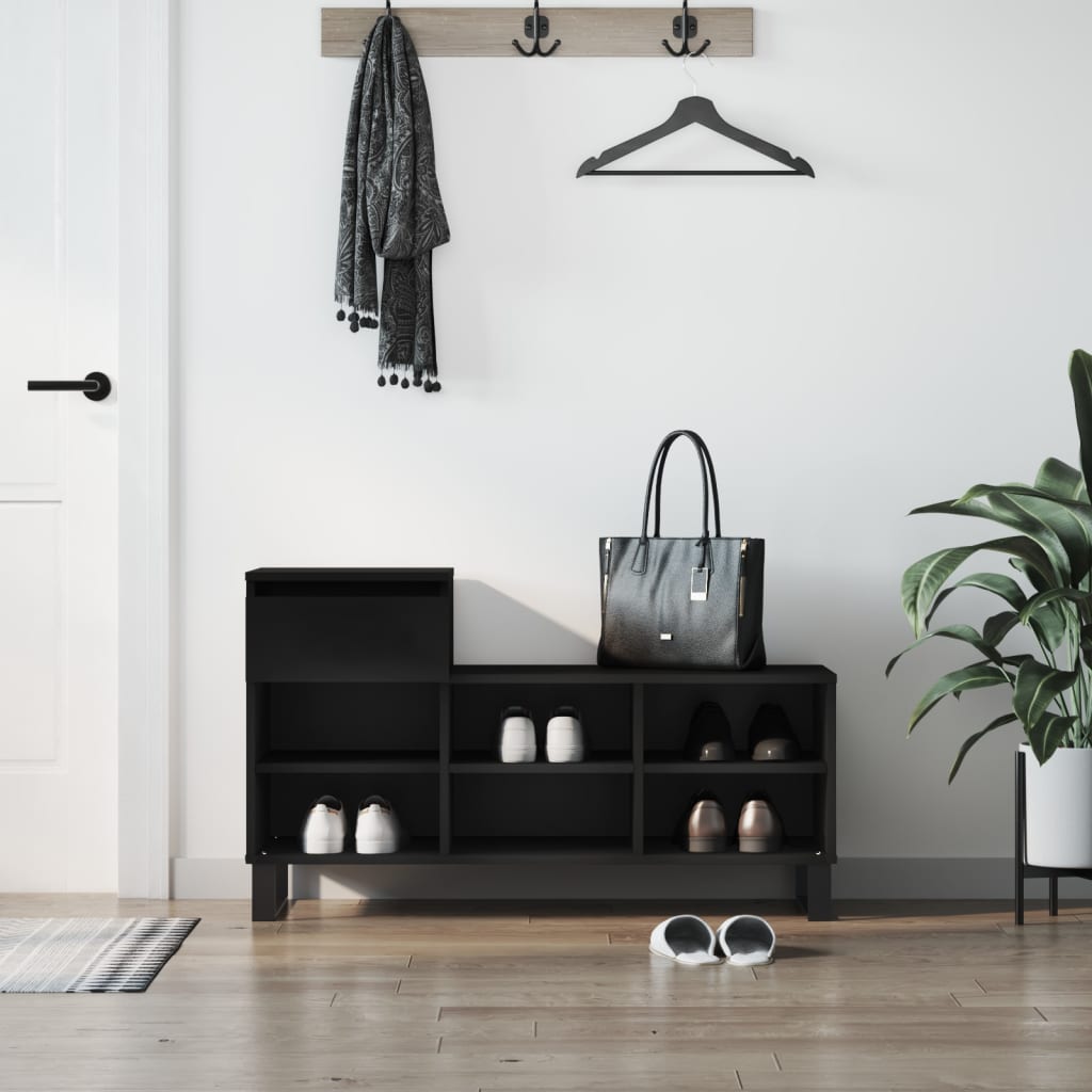 Vidaxx armoire à chaussures 102x36x60 cm bois fini noir