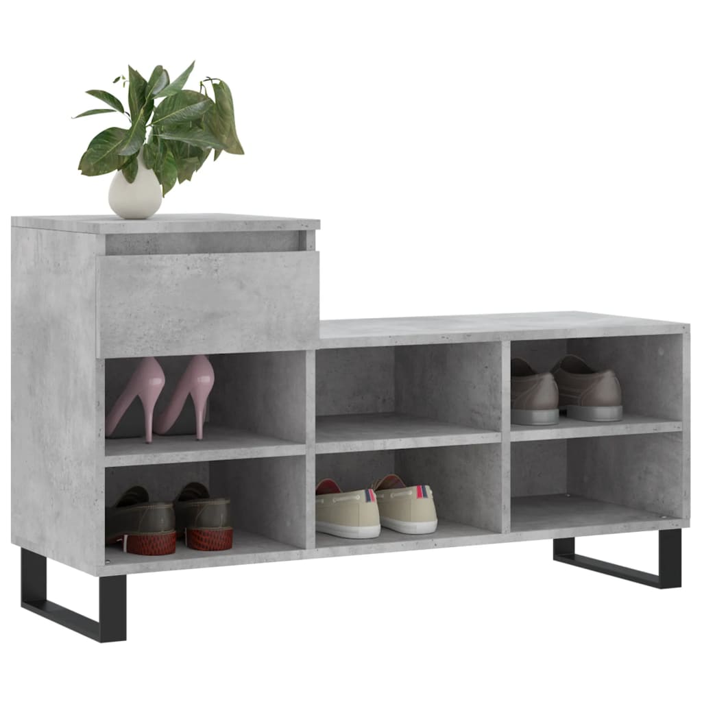 Vidaxx meuble à chaussures 102x36x60 cm dérivé du bois béton gris