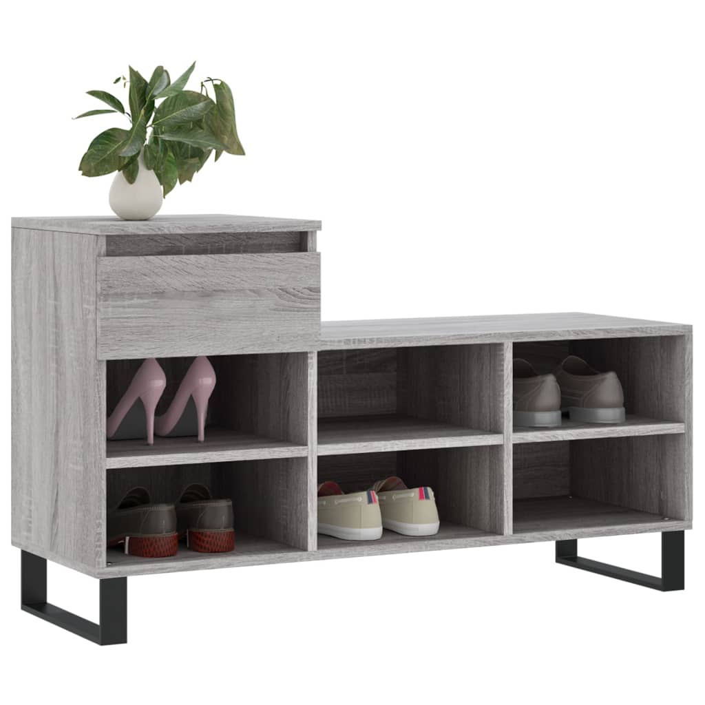 VidaXL armoire à chaussures 102x36x60 cm bois d'ingénierie gris sonoma