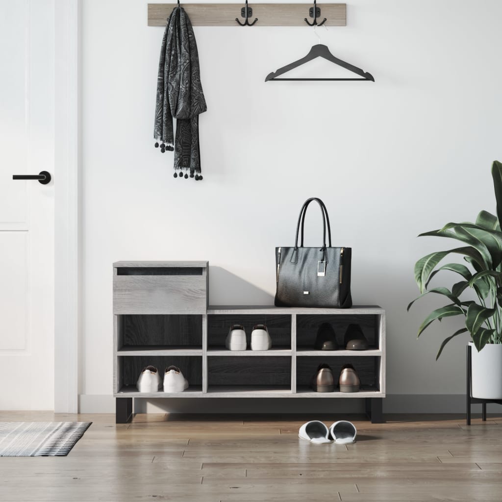 VidaXL armoire à chaussures 102x36x60 cm bois d'ingénierie gris sonoma