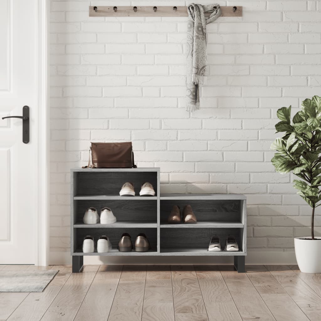 VidaXL armoire à chaussures 102x36x60 cm bois d'ingénierie gris sonoma