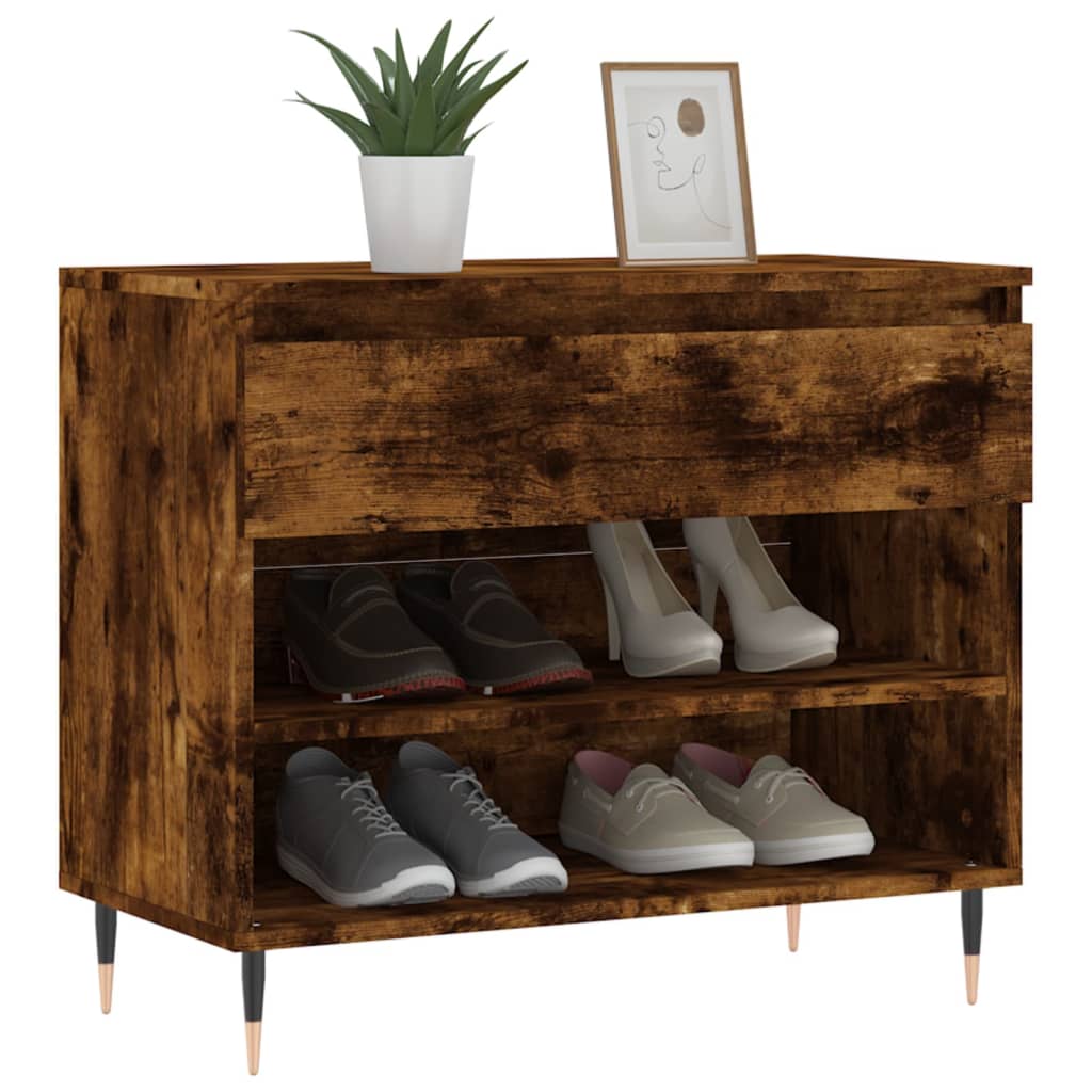 VidaXL Armoire à chaussures 70x36x60 cm bois d'ingénierie, chêne fumé