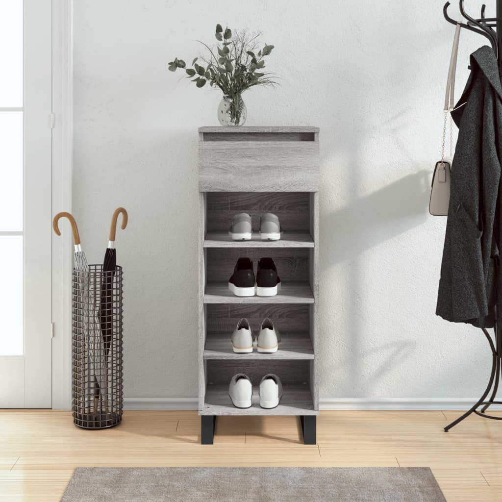 VidaXL armoire à chaussures 40x36x105 cm bois d'ingénierie gris sonoma