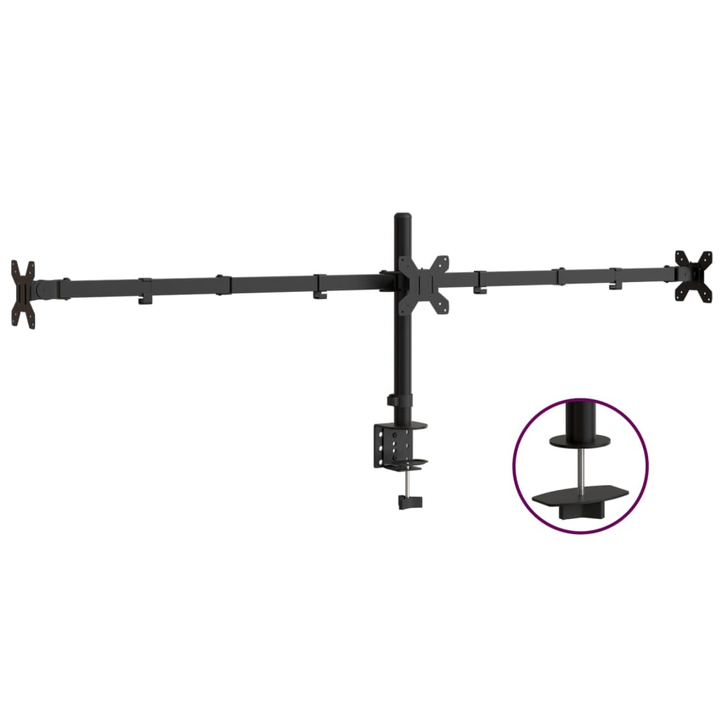 Vidaxl support pour écran triple VESA 75 100 mm acier noir