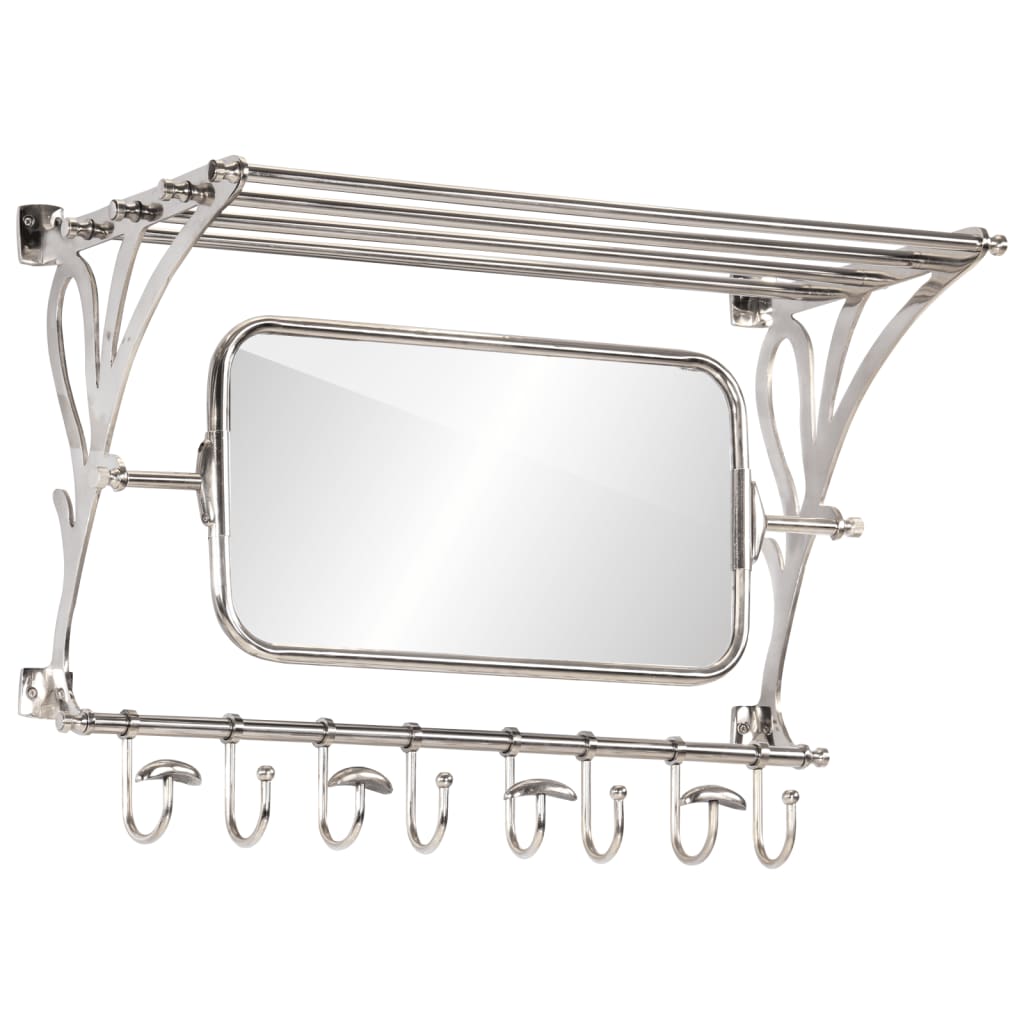 VidaXL porte-bagages avec cintres et miroir mural en aluminium