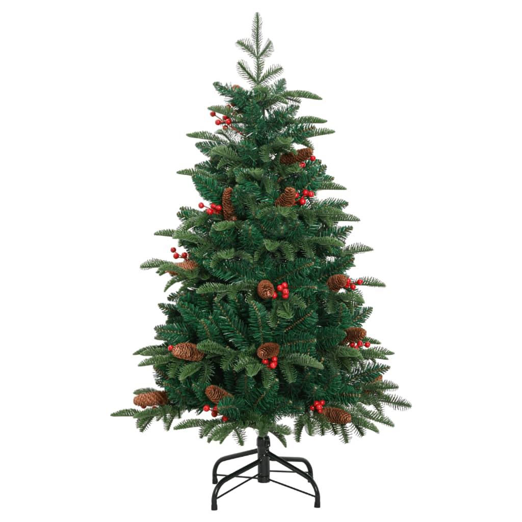 Vidaxl sapin de Noël artificiel avec charnières pommes de pin et baies 150 cm