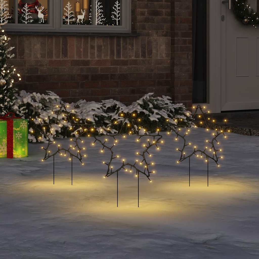 VidaXL lumières de Noël étoile 3 pcs avec piquets de terre 50 LED 29 cm