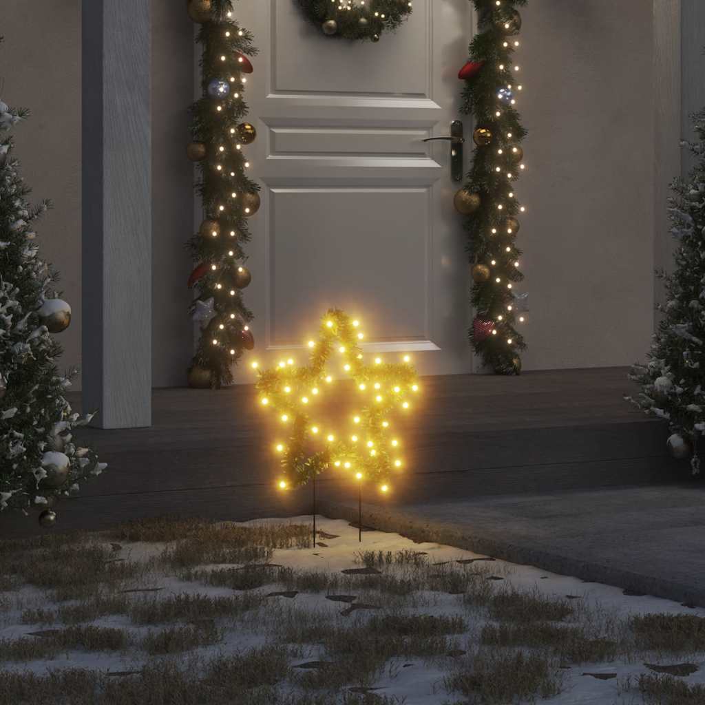 VidaXL lumières de Noël étoile 3 pcs avec piquets de terre 50 LED 29 cm
