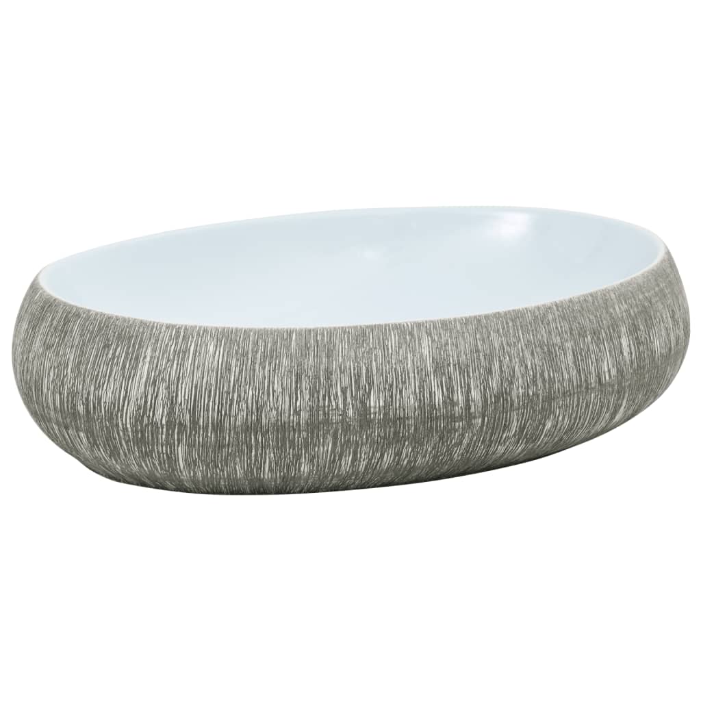 Vidaxx lavabo à poser ovale 59x40x15 cm céramique gris et bleu