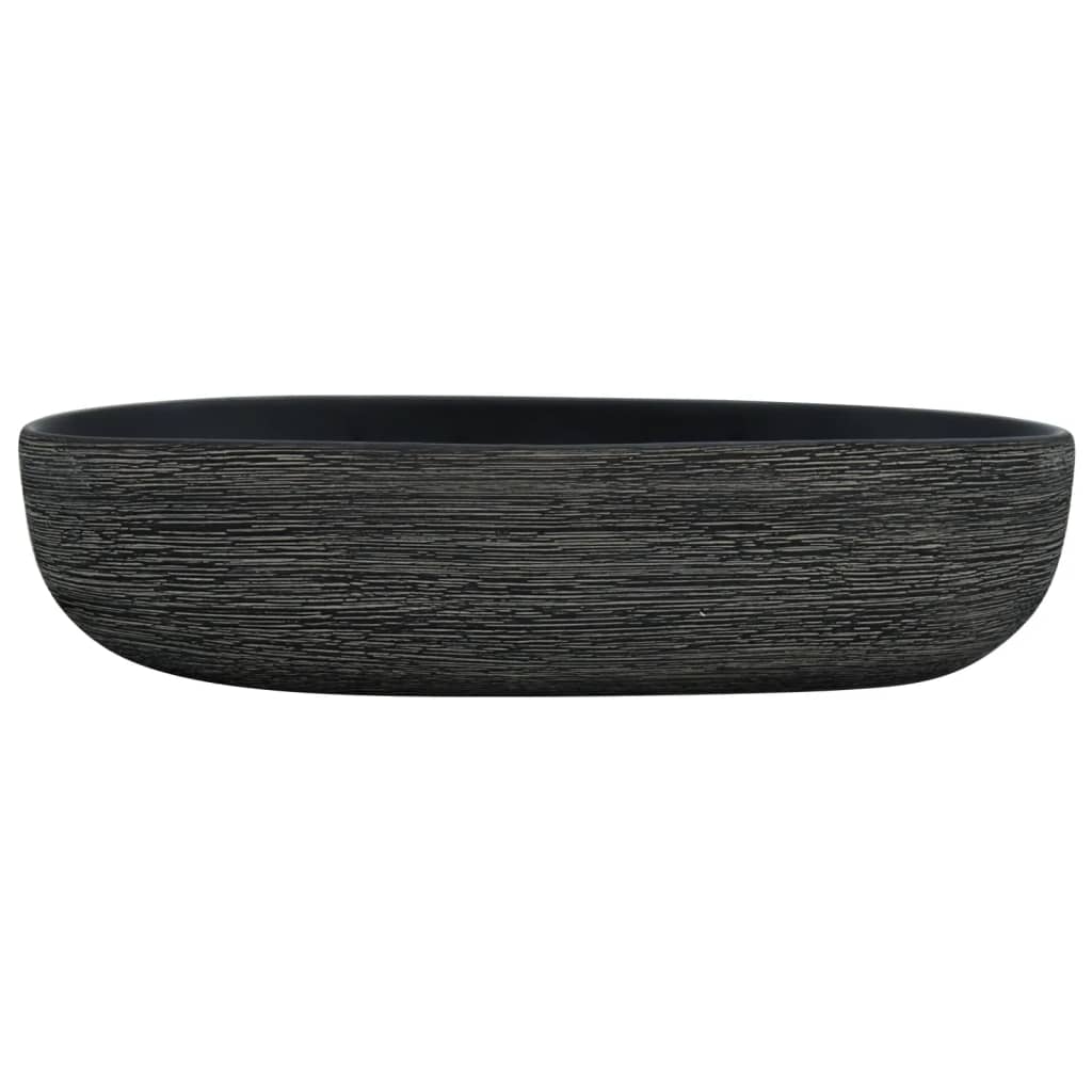 VidaXL Évier à poser ovale 59x40x14 cm céramique gris et noir