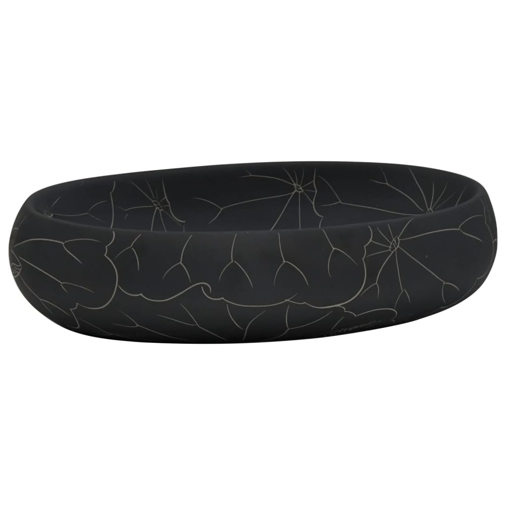 Vidaxx évier à poser ovale 59x40x15 cm céramique noir
