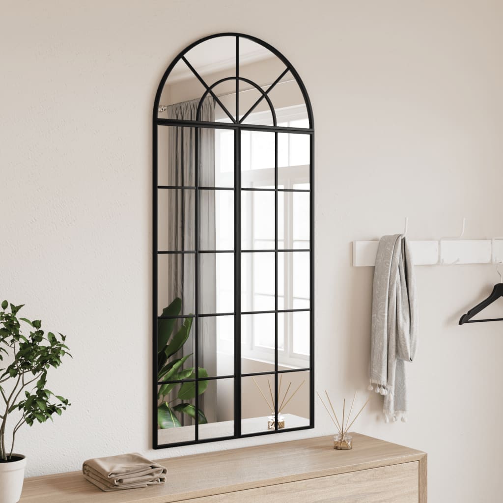 VidaXL Miroir mural arqué 60x130 cm fer noir