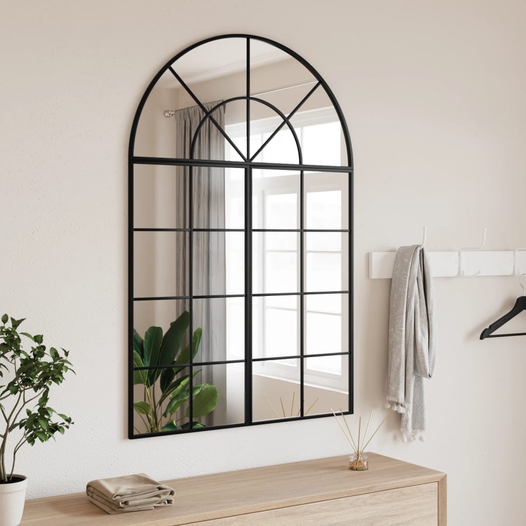 VidaXL Miroir mural arche 80x120 cm fer noir