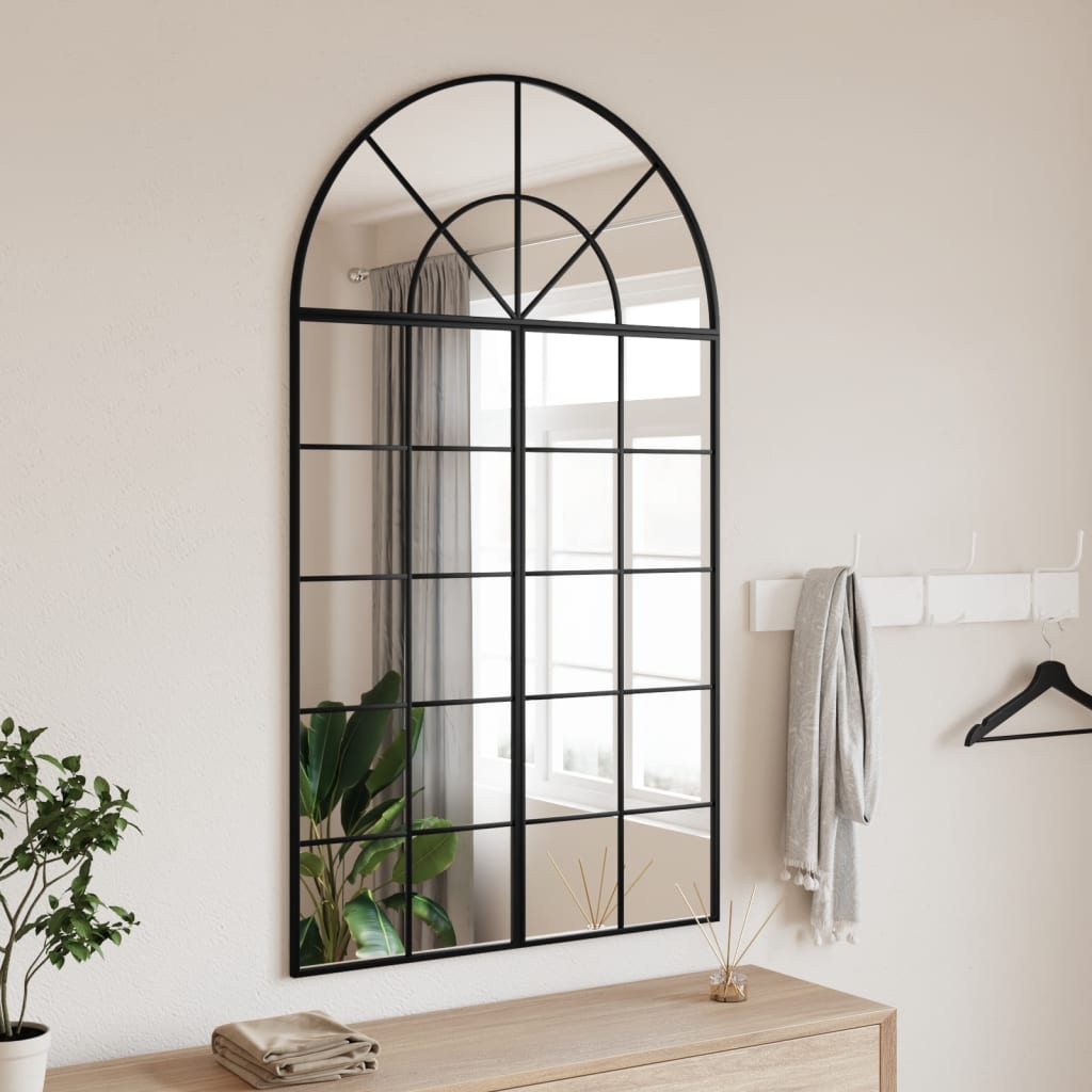 VidaXL Miroir mural arc 80x140 cm fer noir