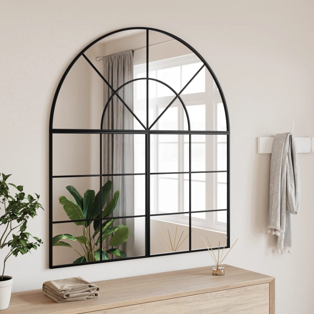 VidaXL Miroir mural arqué 100x110 cm fer noir