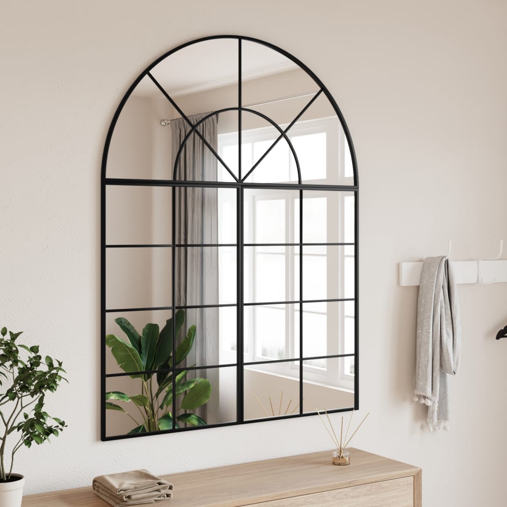 VidaXL Miroir mural arqué 100x130 cm fer noir