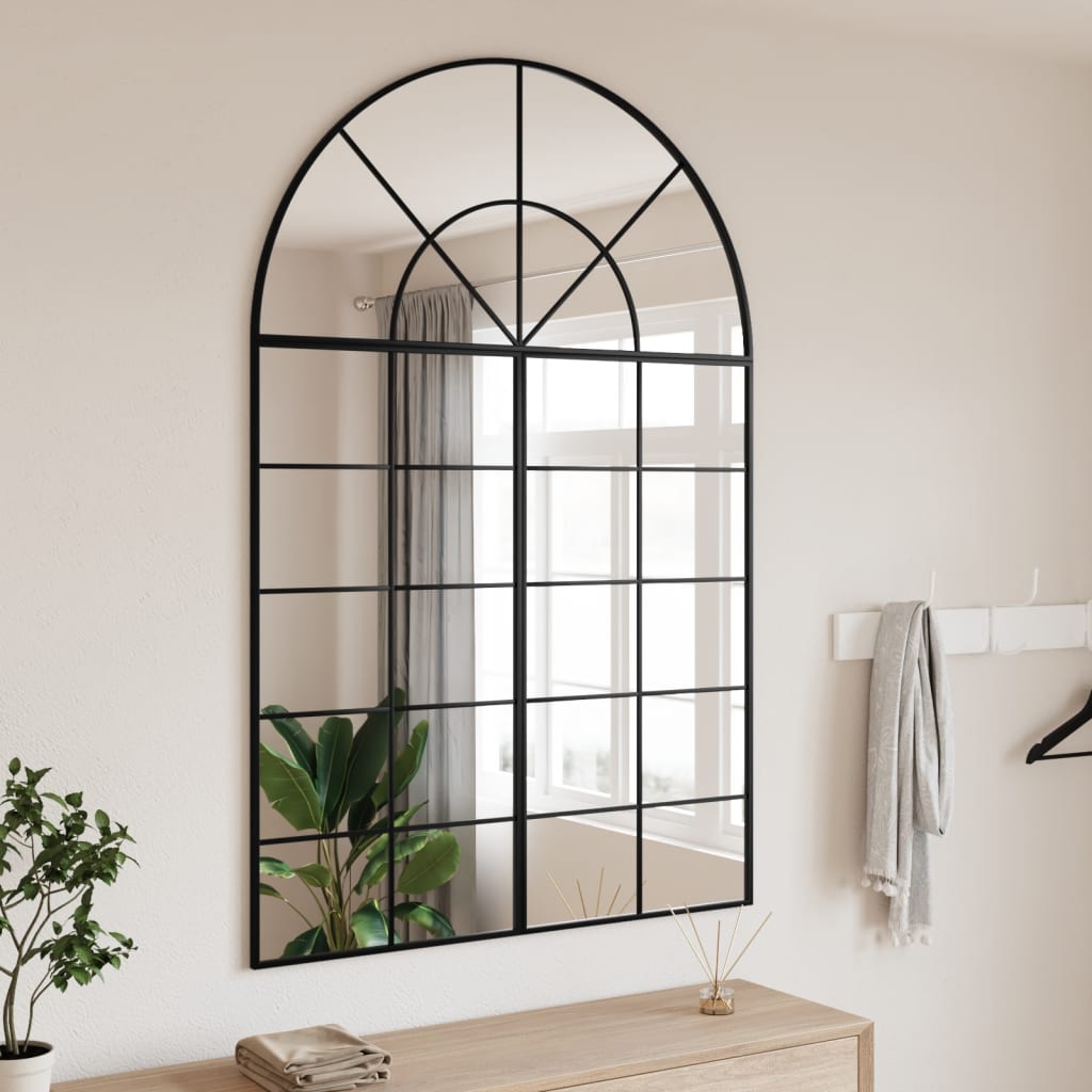 VidaXL Miroir mural arc 100x150 cm fer noir