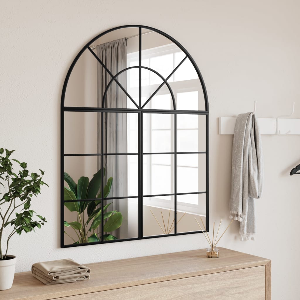 VidaXL Miroir mural arche 80x100 cm fer noir