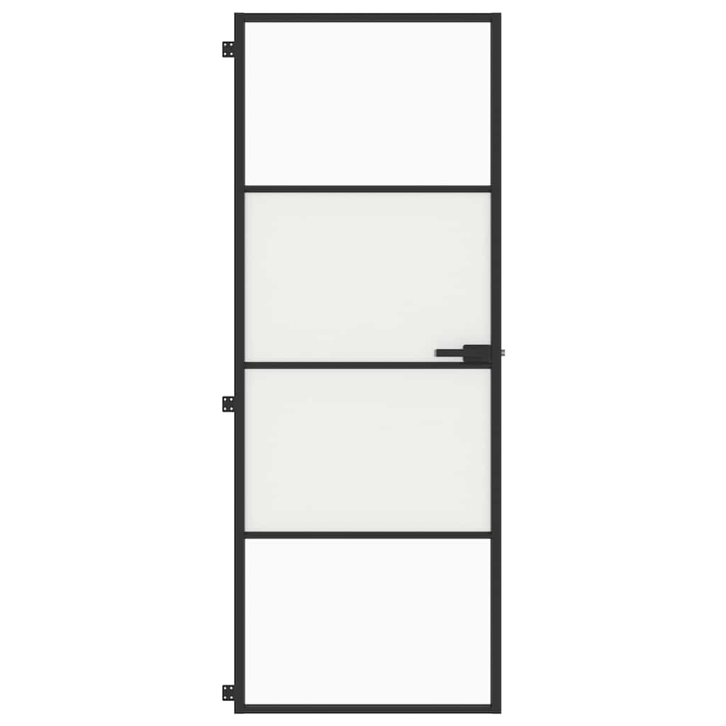 Vidaxx porte intérieure étroite 76x201,5 cm verre trempé et aluminium noir