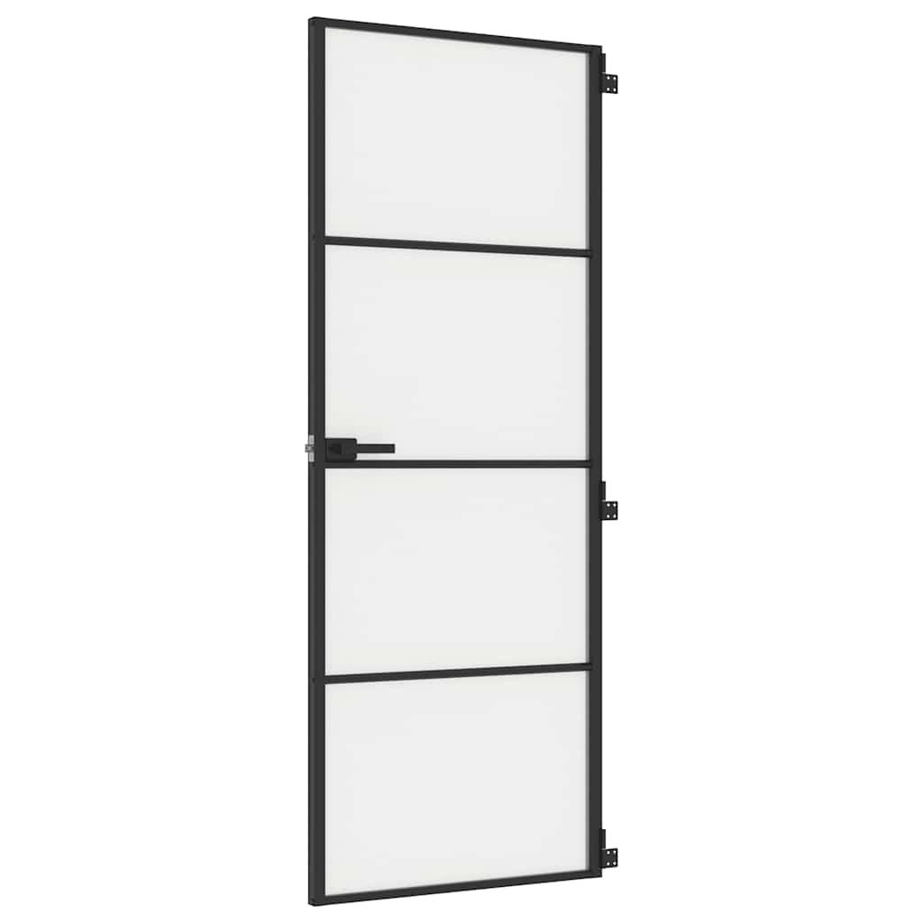 VidaXL Porte intérieure étroite 76x201,5 cm verre trempé et aluminium noir