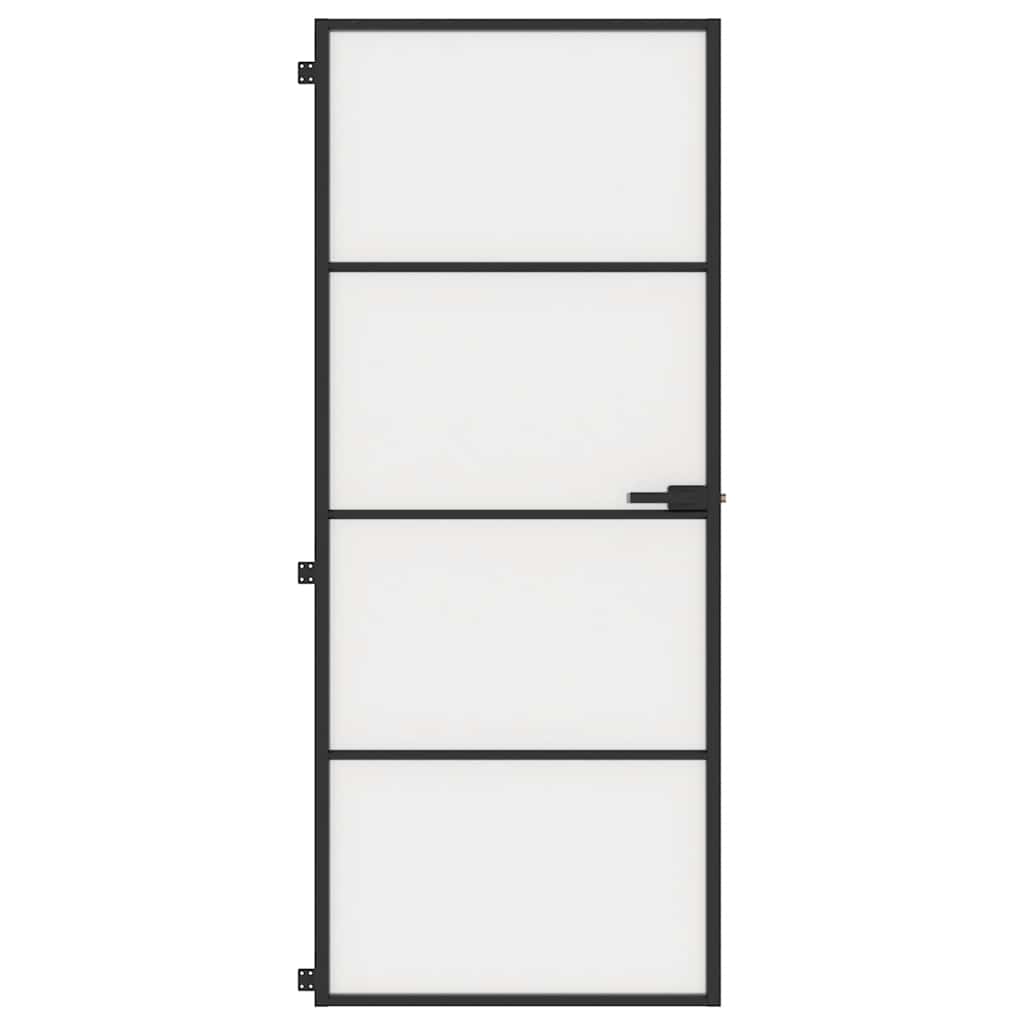 Vidaxx porte intérieure étroite 83x201,5 cm verre trempé et aluminium noir
