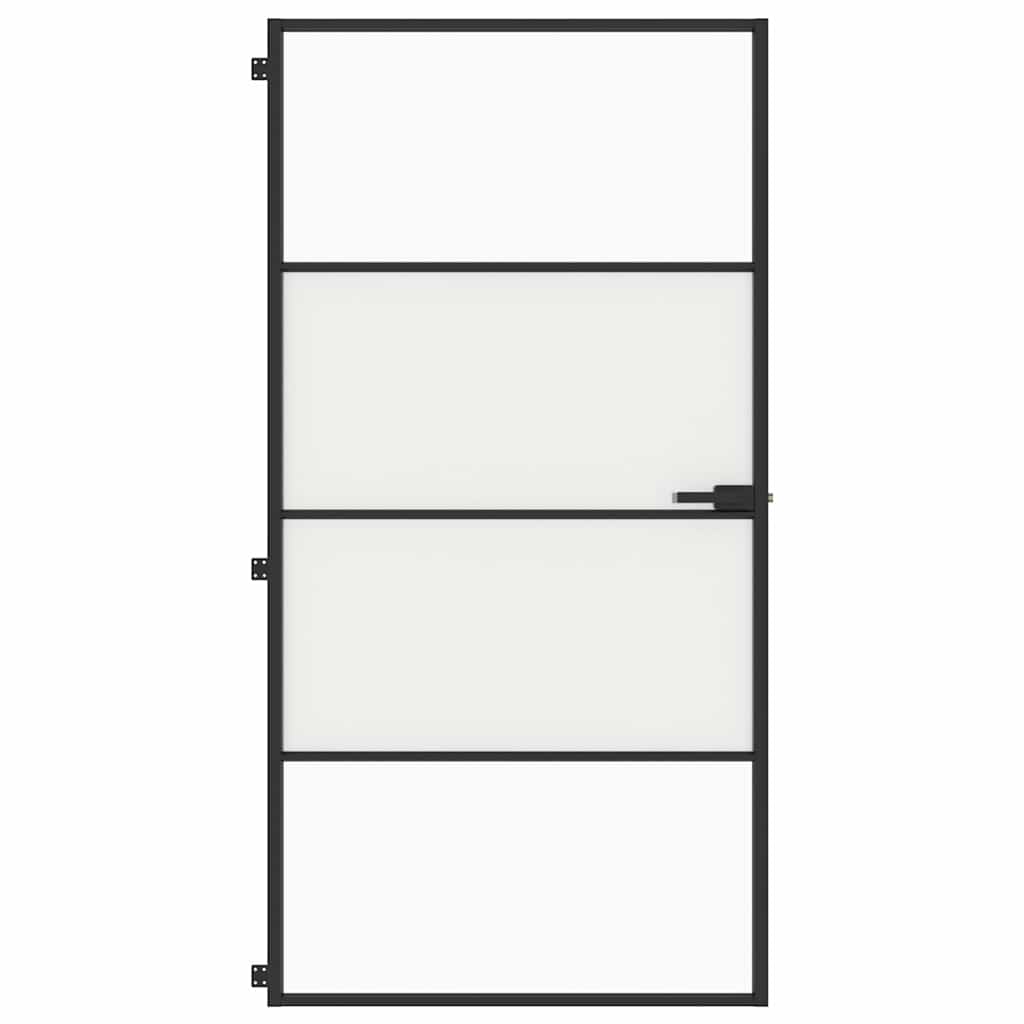 Vidaxx porte intérieure étroite 102,5x201,5 cm verre trempé et aluminium noir