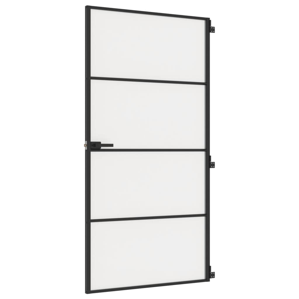 VidaXL Porte intérieure étroite 102,5x201,5 cm verre trempé et aluminium noir