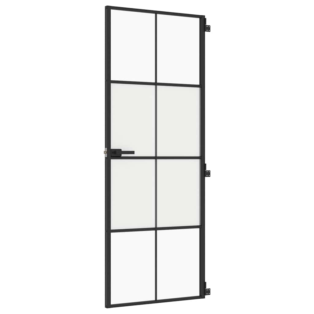 VidaXL Porte intérieure étroite 76x201,5 cm verre trempé et aluminium noir