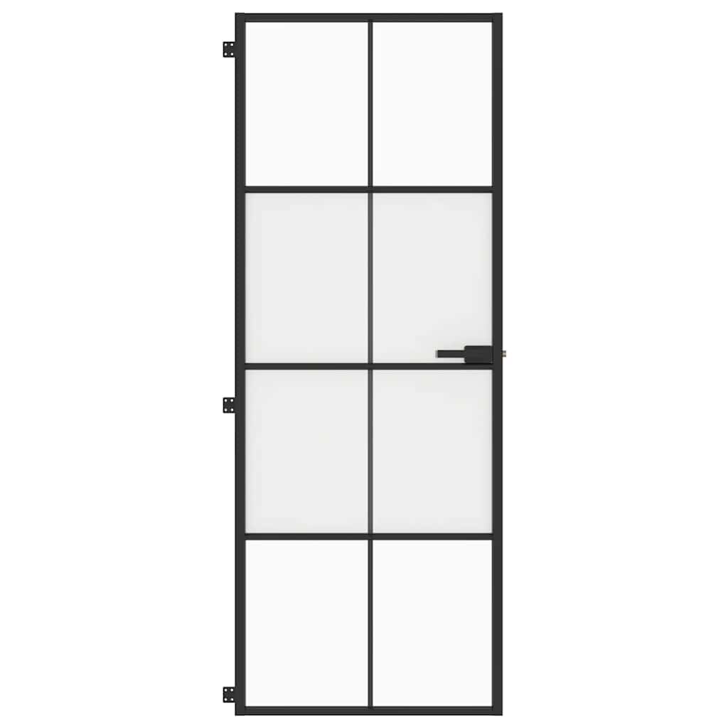 VidaXL Porte intérieure étroite 76x201,5 cm verre trempé et aluminium noir