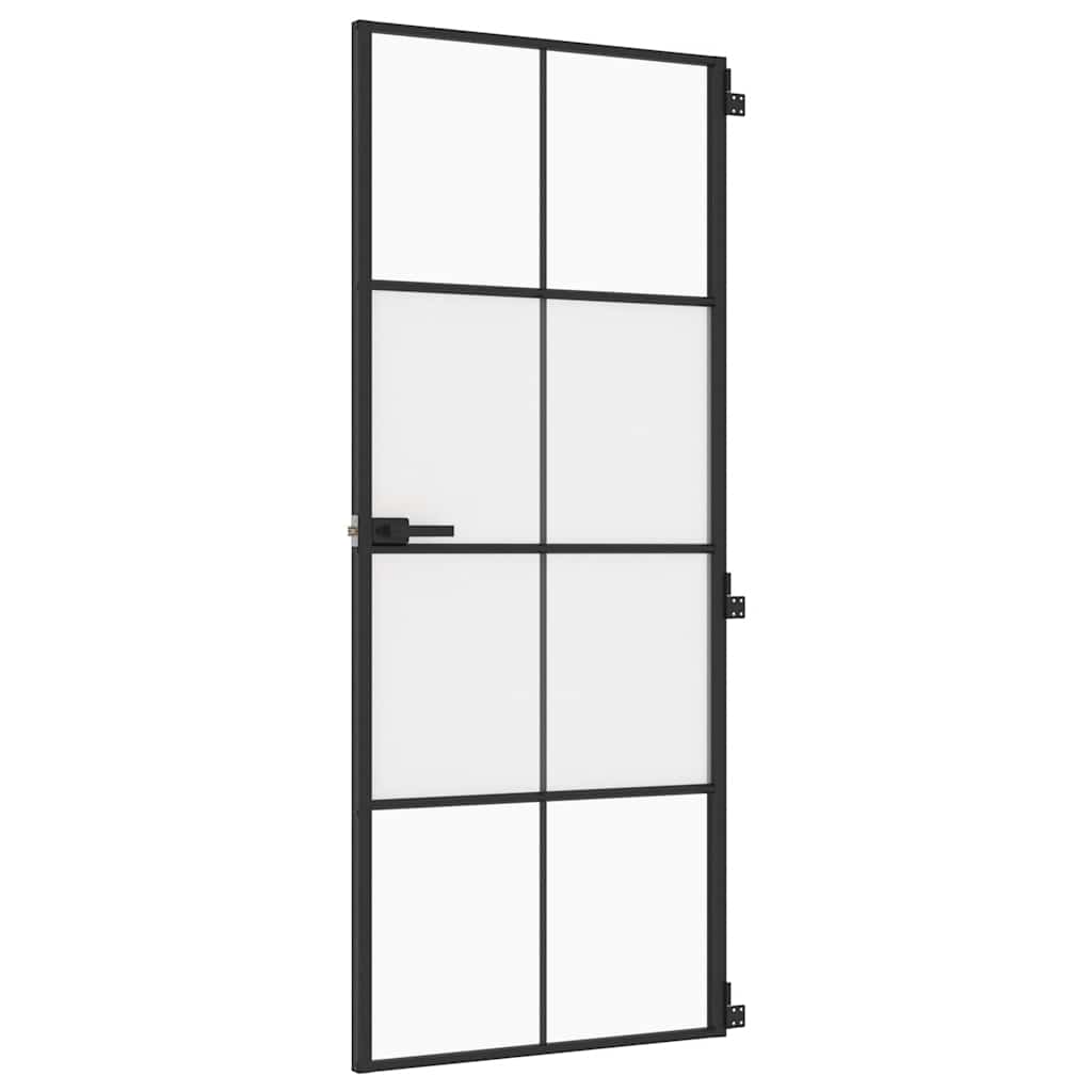 Vidaxx porte intérieure étroite 83x201,5 cm verre trempé et aluminium noir