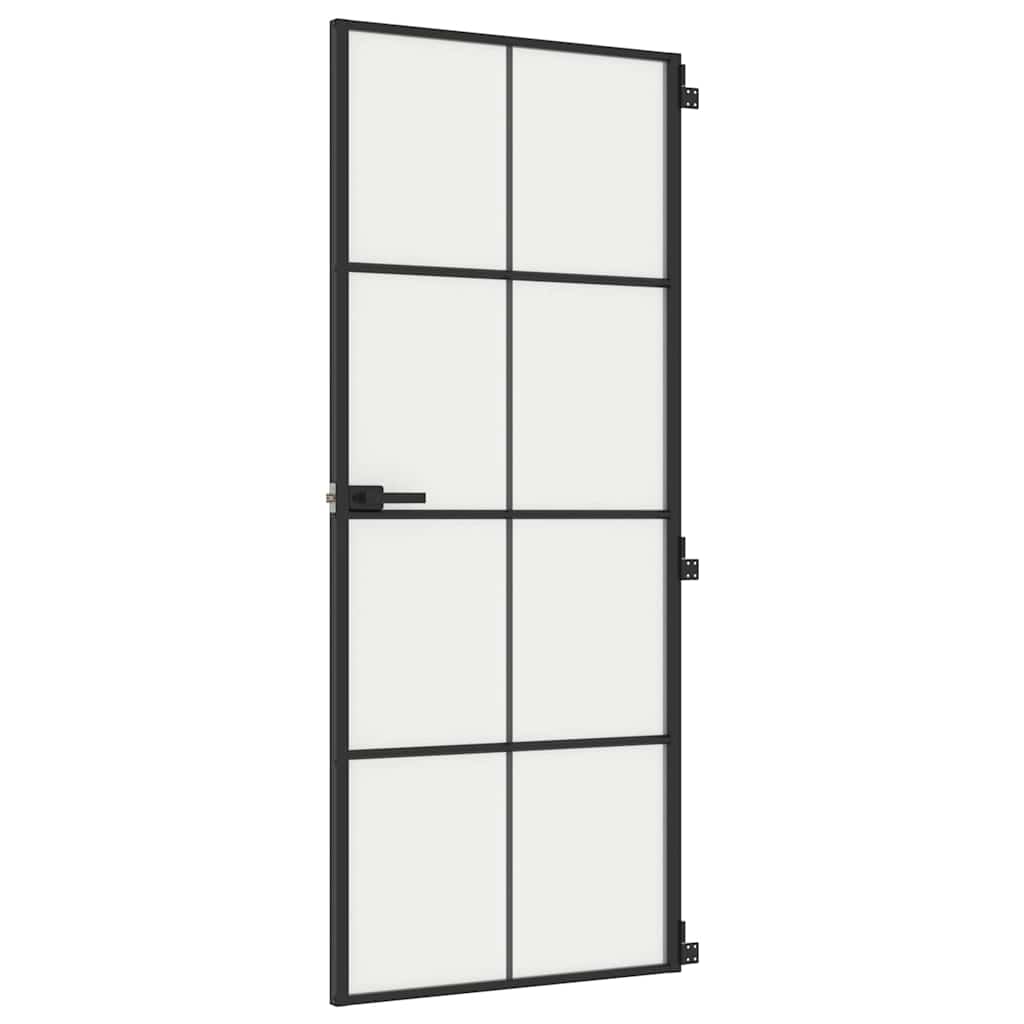 Vidaxx porte intérieure étroite 83x201,5 cm verre trempé et aluminium noir