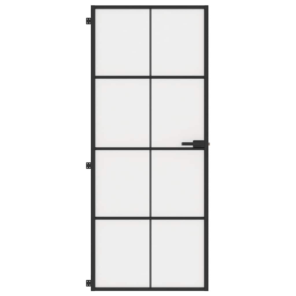 Vidaxx porte intérieure étroite 83x201,5 cm verre trempé et aluminium noir