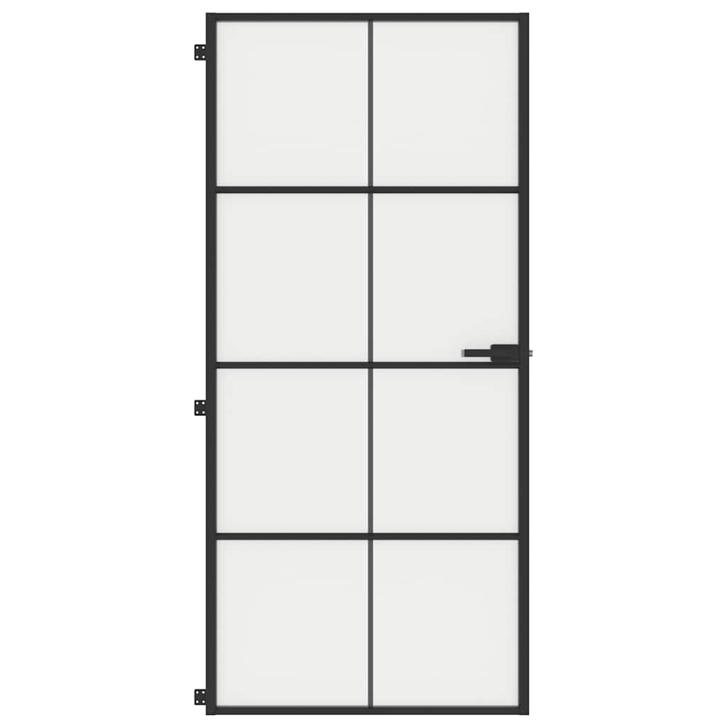 Vidaxx porte intérieure étroite 93x201,5 cm verre trempé et aluminium noir