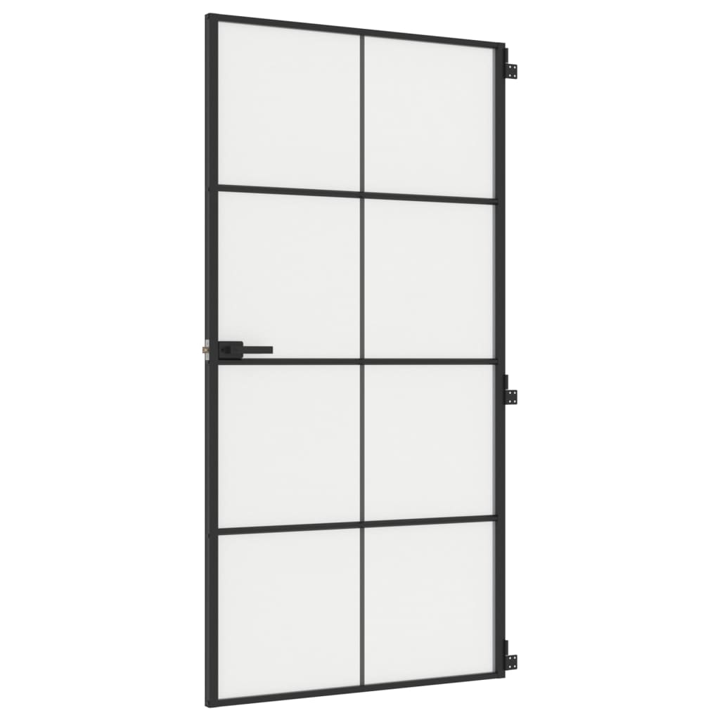 VidaXL Porte intérieure étroite 102,5x201,5 cm verre trempé et aluminium noir