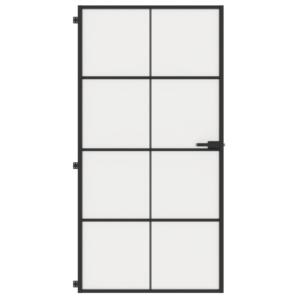 VidaXL Porte intérieure étroite 102,5x201,5 cm verre trempé et aluminium noir