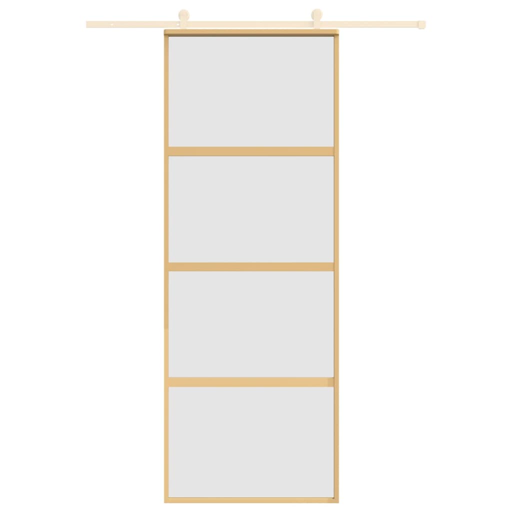 VidaXL Porte coulissante 76x205 cm verre ESG mat et aluminium doré